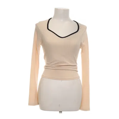 Lange mouwen shirt (Beige, Zwart) van Shein Elastaan, Polyester