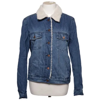 Fodrad jeansjacka (Blå, Vit) från Forever 21 Bomull, Polyester
