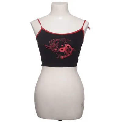 Crop top (Noir, Rouge) de Truly Madly Deeply Coton, Élasthane
