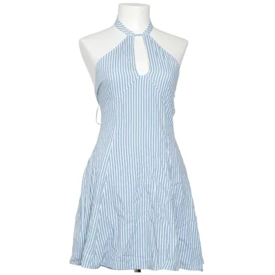 Halterneckklänning (Blå, Vit) från Adoore Linne, Polyester, Viskos