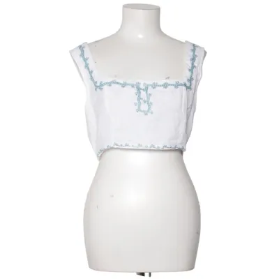 Crop top (Vit, Blå) från Boohoo Bomull, Linne