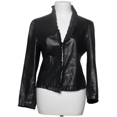 Leren jack (Zwart) van Emporio Armani Acetaat, Viscose, Leer