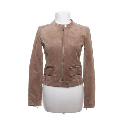 Leren jack (Bruin) van Mango Polyester, Leer