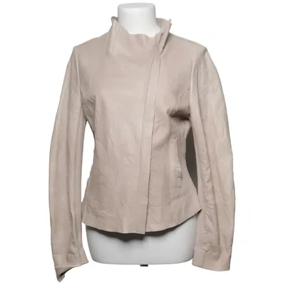 Leren jack (Beige) van Freaky Nation Katoen, Elastaan, Leer, Polyester, Viscose