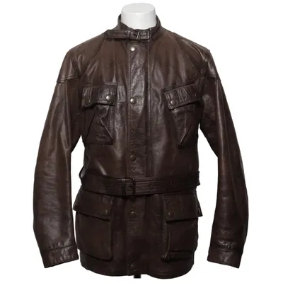 Leren jack (Bruin) van Belstaff Katoen, Leer