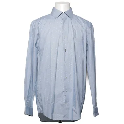 Shirt (Blauw, Wit) van Dressmann Katoen, Elastaan