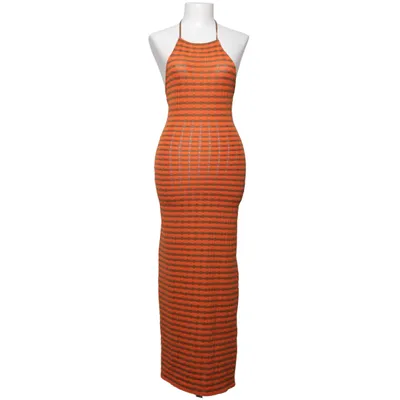 Halterneck dress (Orange, Brown) from Zara Elastane, Polyester