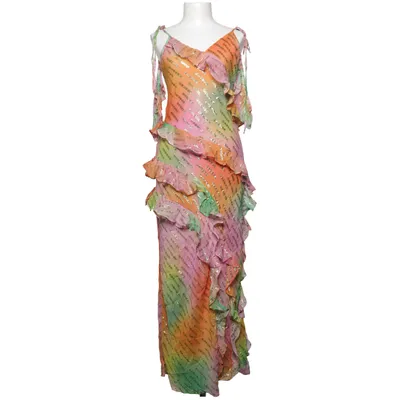 Maxi dress (Pink, Green, Yellow) from Never Fully Dressed Metallic fiber, Polyester, Viscose