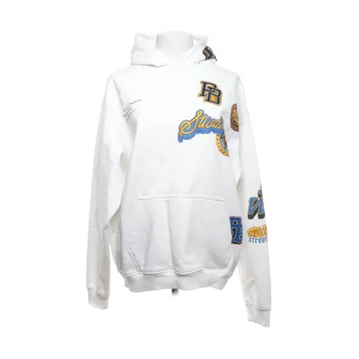 Hoodie (White, Multicolored) from Pull & Bear STWD Cotton, Polyester