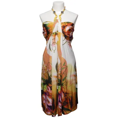 Halterneck dress (White, Orange, Yellow) from LUK Polyester