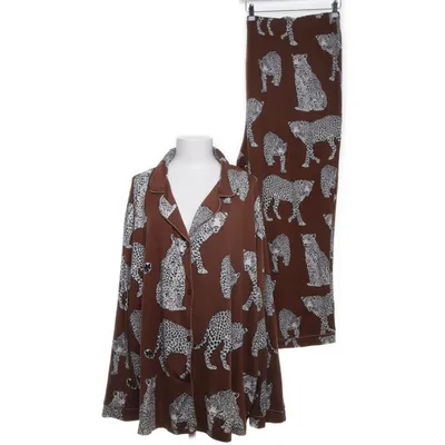 Pyjama (Bruin, Wit, Zwart) van Chelsea Peers Elastaan, Gerecycled polyester