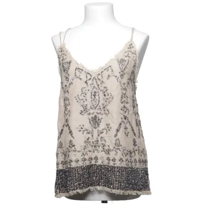 Tank Top (Beige, Silver) from Zara Accessories Cotton, Linen