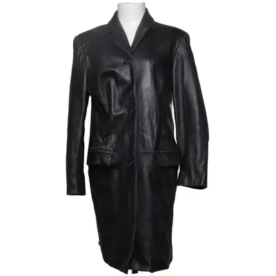 Leather coat (Black) from Lord & Taylor Acetate, Leather, Polyamide