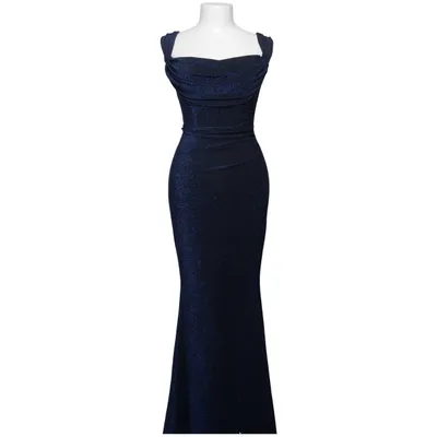 Aftenkjole (Blå) fra Goddiva Elastan, Metallfiber, Polyester