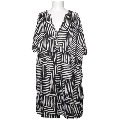 Dress (Black, White) from New Look Curves Cotton