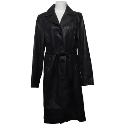 Leren jas (Zwart) van OH Collection Katoen, Leer, Polyester
