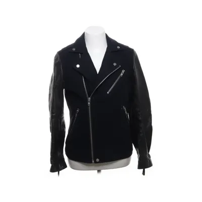 Bikerjakke (Sort, Blå) fra Emilio Polyamid, Polyester, Læder, Uld
