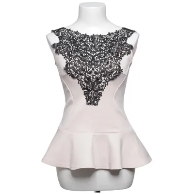 Peplum top (Beige, Black) from Club L Elastane, Polyester