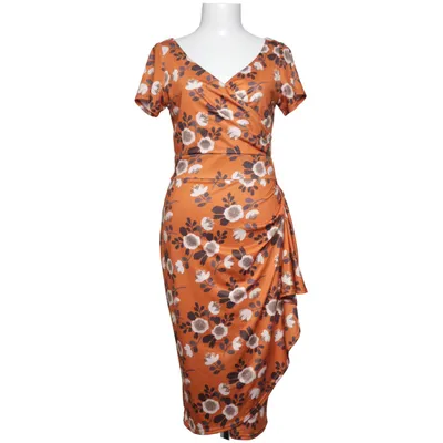 Wikkeljurk (Oranje, Bruin, Wit) van Lady Vintage Elastaan, Polyester