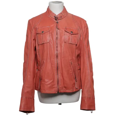 Leather jacket (Orange) from Gipsy Cotton, Leather, Polyester