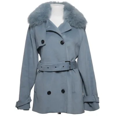 Coat (Blue) from Meotine Fox fur, Polyester, Viscose, Wool