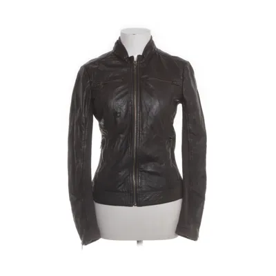 Leather jacket (Brown) from Mango Casual Sportswear Cotton, Polyester, Leather