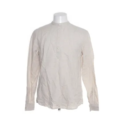 Henley shirt (Beige, White) from Zara Linen, Cotton