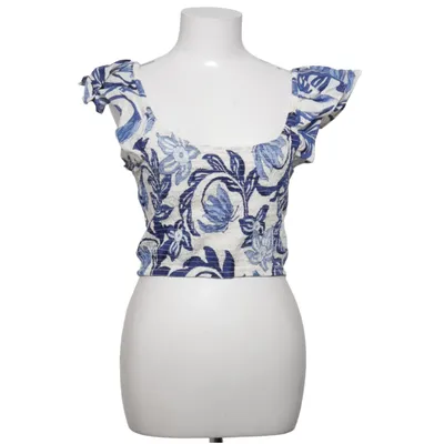 Crop top (Blå, Hvid) fra H&M Linned, Viscose