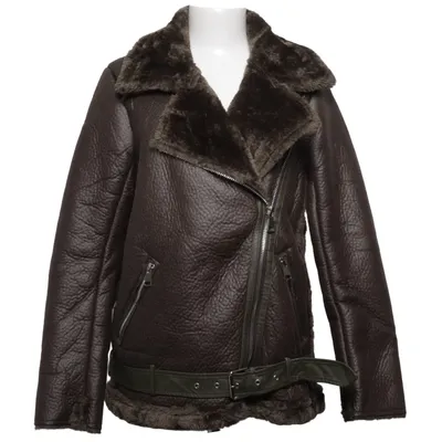 Veste en peau de mouton retournée (Vert) de J&W Polyester, Polyuréthane