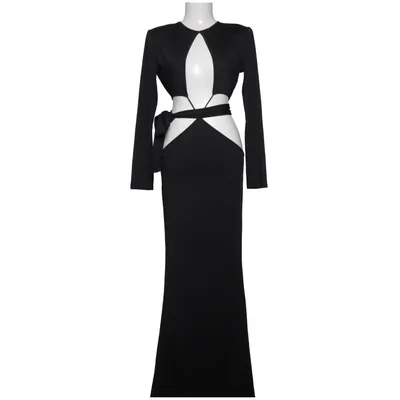 Maxi jurk (Zwart) Elastaan, Polyester