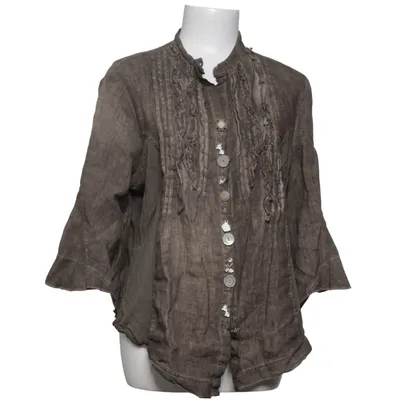 Cardigan (Brown) from Piro Elastane, Linen, Viscose