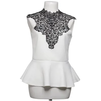 Peplum top (Wit, Zwart) van Bebo Elastaan, Polyester