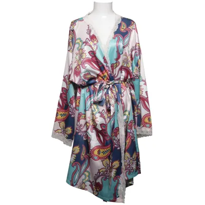 Morgenkåbe (Blå, Flerfarvet) fra Bodyflirt Polyester