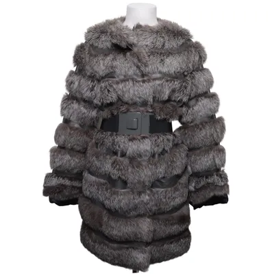 Veste en fourrure (Gris, Noir) de Parosh Cuir, Fourrure de lapin