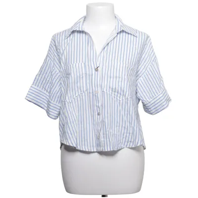 Korte mouwen shirt (Blauw, Wit) van Zara Linnen, Viscose