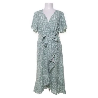 Dress (Green, White) from Shein Curve Elastane, Polyester