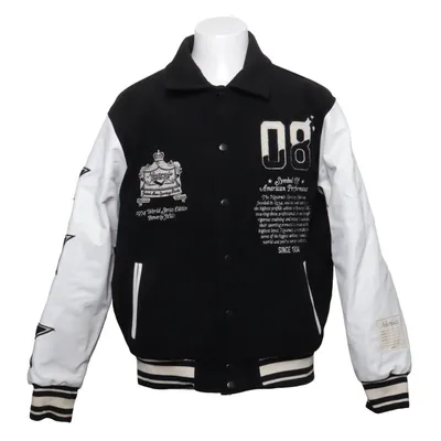 Varsity jacket (Black, White) from Jaded London Leather, Polyester, Viscose