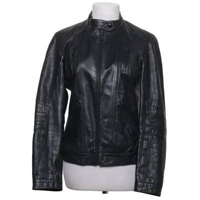 Leren jack (Zwart) van Avenue Foch by Anne L Leer, Polyester