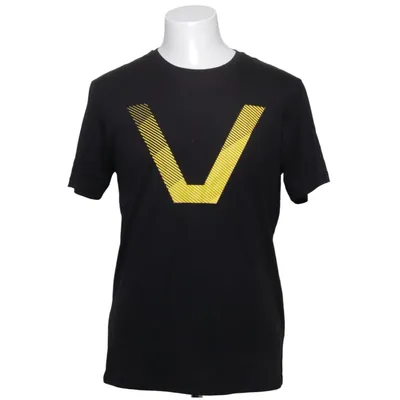 T-shirt (Sort, Gul) fra CCM Bomuld, Polyester, Viscose