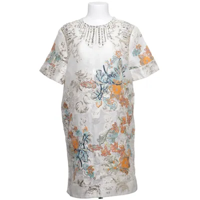 Jurk (Wit, Meerkleurig) van H&M Conscious Collection Exclusive Lyocell, Metallvezel, Zijde