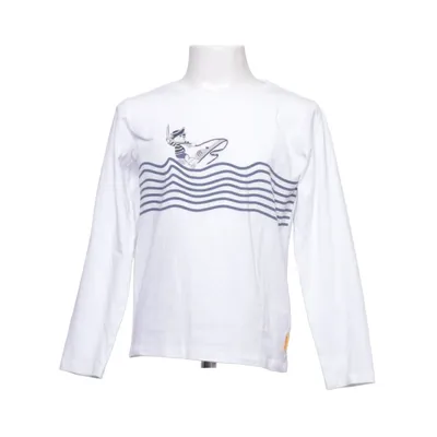 Langærmet t-shirt (Hvid, Blå) fra Steiff Bomuld, Elastan