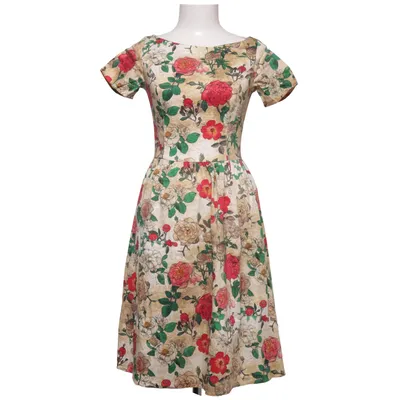 Jurk (Beige, Meerkleurig) van Lady Vintage Katoen, Elastaan