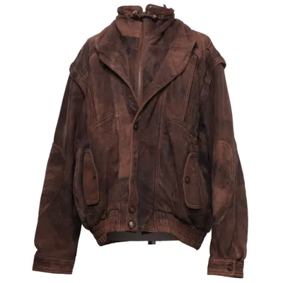 Læderjakke (Brun) Læder, Polyester
