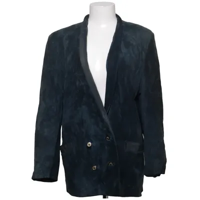 Läderkavaj (Blå) från Alexandra Bomull, Viskos