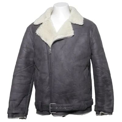 Shearling jacket (Gray, White) from Topman Polyester, Polyurethane