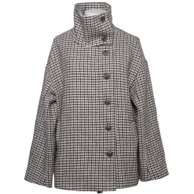 Coat (Brown, White, Black) from Pernilla Wahlgren Polyester, Wool