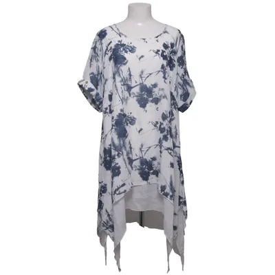 Dress (White, Blue) from Izabel London Polyester, Viscose