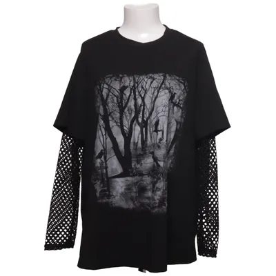 T-shirt à manches longues (Noir) de Romwe Élasthane, Polyester