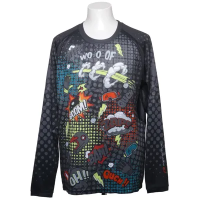 Langærmet t-shirt (Sort, Flerfarvet) fra Protective Elastan, Polyester