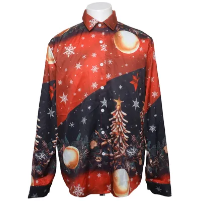 Skjorta (Röd, Svart, Vit, Grön) Polyester